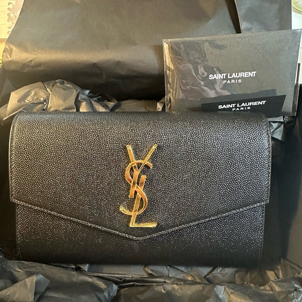 ❌SOLD❌✨Excellent Condition✨ Uptown YSL Wallet on Chain in Grained Leather